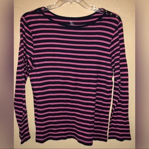 Gap Pink & navy blue long sleeve shirt